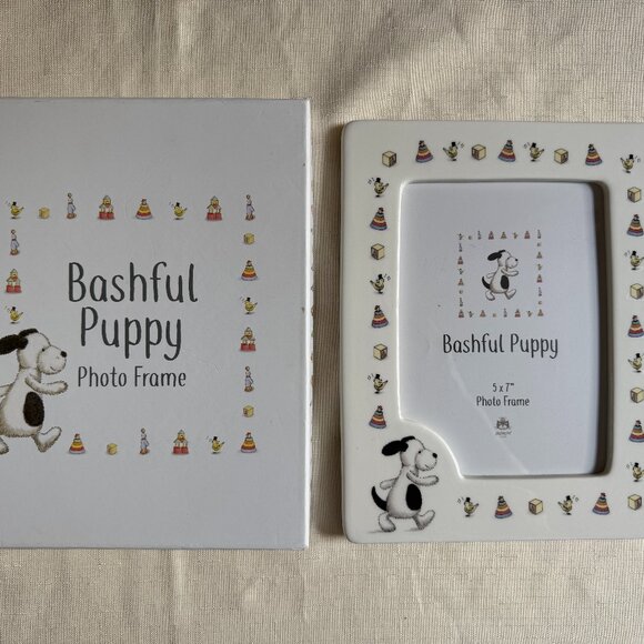 Jellycat Bashful Puppy Photo Frame 5 x 7 Ceramic Dog Baby Gift - Picture 2 of 7